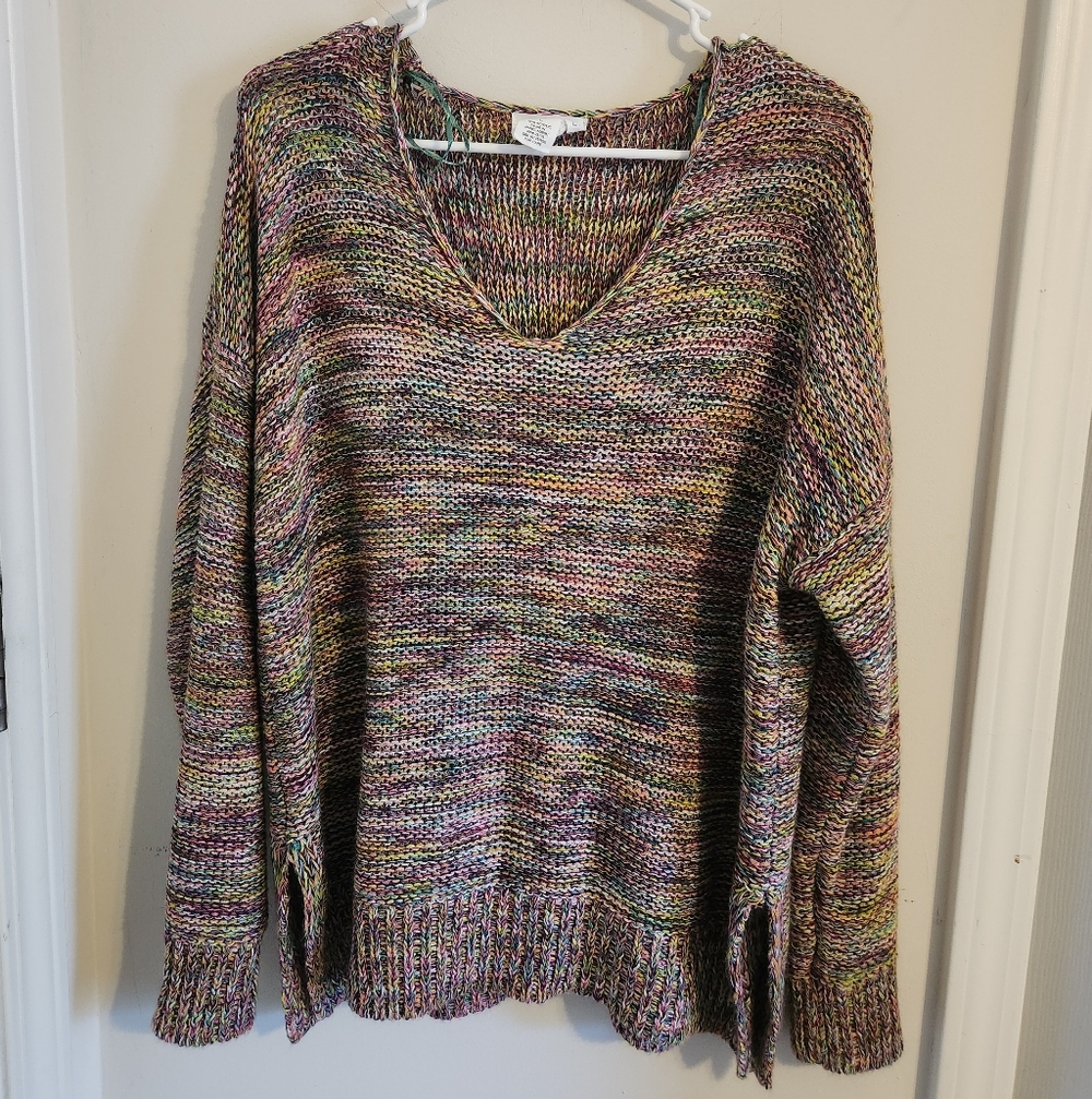 For The Republic Multicolor V-Neck Sweater Large